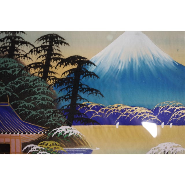 Japanese Silk Painting, 1970s For Sale - Image 6 of 7