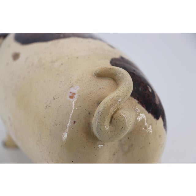 Ivory 19th Century Glazed Earthenware Large Piggy Bank, Danish For Sale - Image 8 of 18