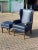 Set of Blue Leather Armchair & Foot Stool For Sale - Image 10 of 11