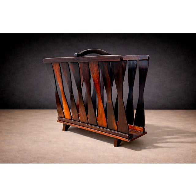 1960s Brazilian Modern Magazine Rack in Rosewood, Unknown, 1960s For Sale - Image 5 of 11