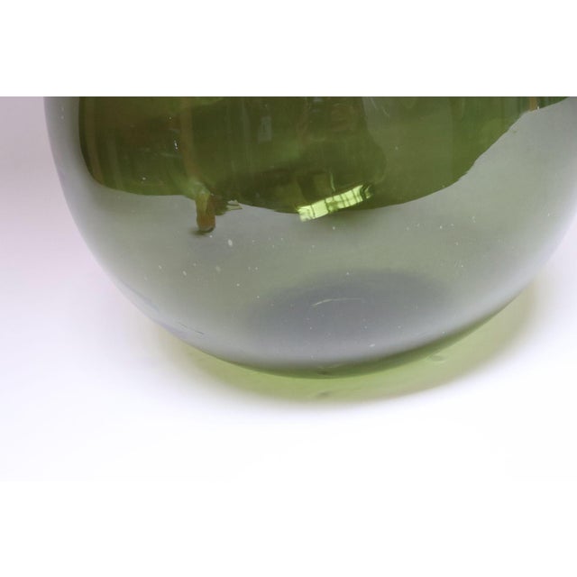 Vintage Italian Green Blown Glass Bulbous Form Demijohn Carboy For Sale - Image 12 of 18