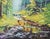 Original oil landscape by Sean Wu, The stream in the pine forest is flowing quietly.