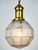French Art Deco Facetted Brass and Etched Glass Globe Pendant For Sale - Image 5 of 6