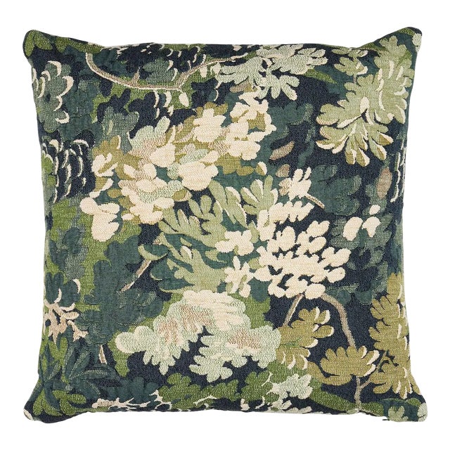 Schumacher Verdure Tapestry 18" Pillow In Peacock For Sale