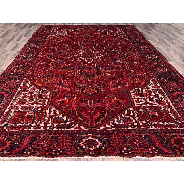 Persian 1960s Red Semi Antique Persian Heriz Rug For Sale - Image 3 of 12