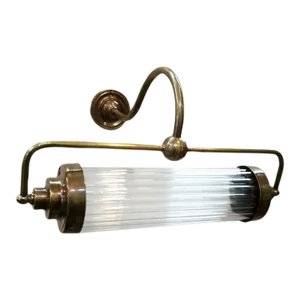 Vintage Art Deco Skyscraper Wall Sconce in Brass & Glas