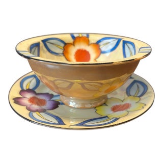 Vintage Trico China Art Deco Bowl & Saucer Set For Sale