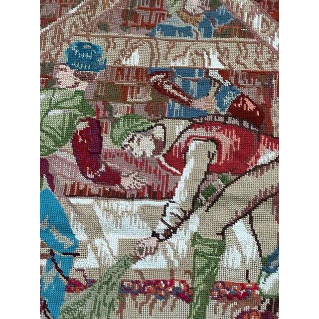 Textile Vintage French Needlepoint Tapestry, 1970s For Sale - Image 7 of 18