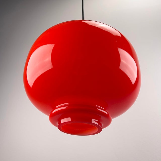 1970s Orange Pop-Art Pendant Lamp in Mouth-Blown Glass by Hans-Agne Jacobsson for Staff, Sweden, 1970s For Sale - Image 5 of 8