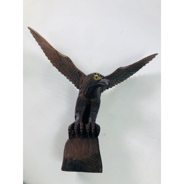 1960s Large Hand-Carved Iron Wood American Bald Eagle Art Sculpture For Sale - Image 12 of 12