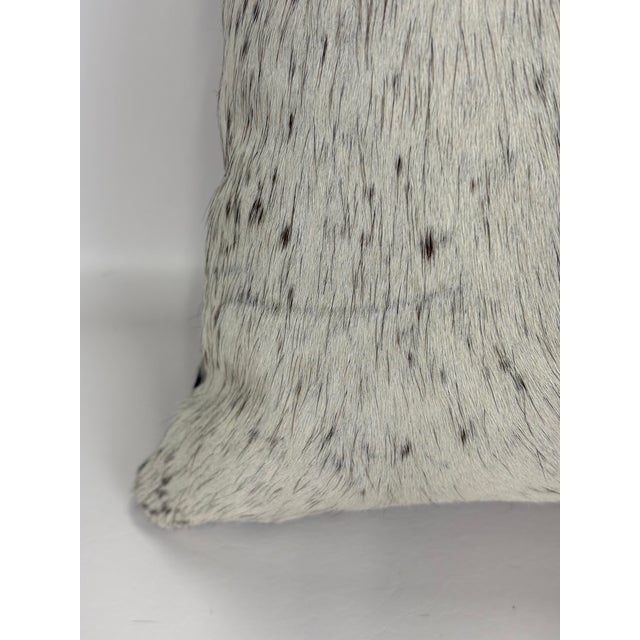 Animal Skin Premium Brazilian Watusi Cowhide Pillow Cover 16x16 – Speckled Ivory Spine – Handcrafted by Pablo Sota Designs For Sale - Image 7 of 11