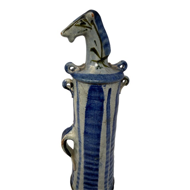 20th Century Scandinavian Style Pottery Vessel (Still Bank) With Horse Head For Sale