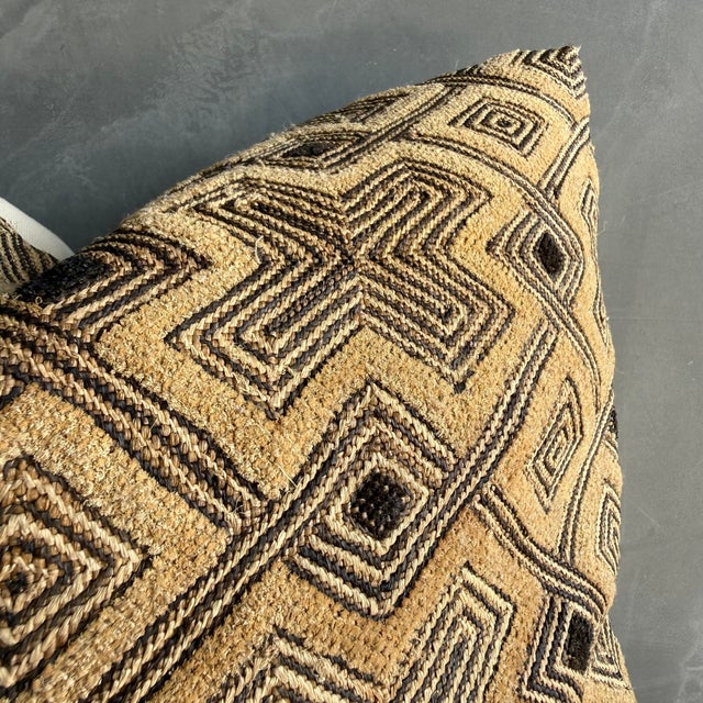 Mid-Century Modern Vintage African Cloth Textile Pillow With Down Insert For Sale - Image 3 of 6