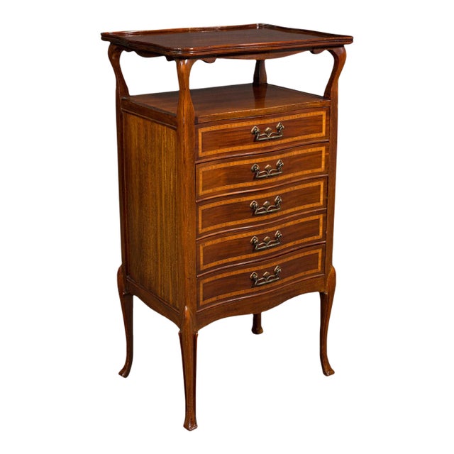 1910s Antique Edwardian English Music Cabinet For Sale