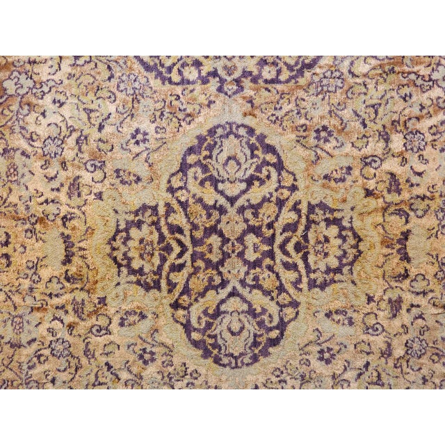 Vintage Turkish Silk Area Rug, Floral Medallion, Mid-20th Century, 4' x 6' For Sale - Image 10 of 18