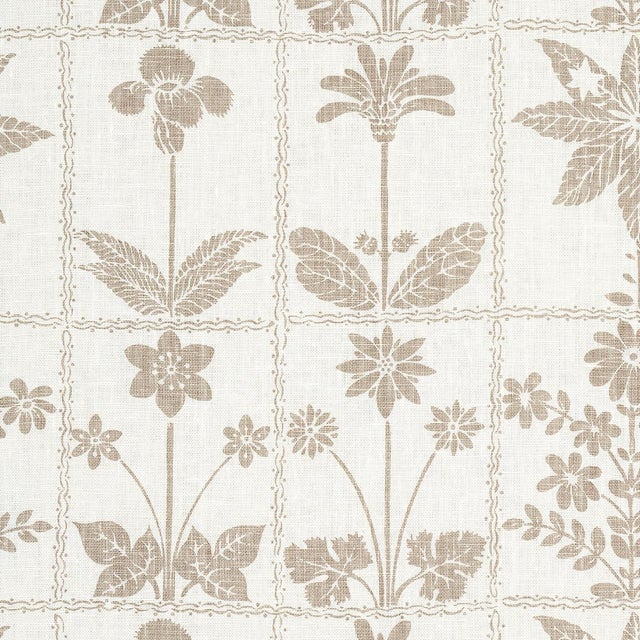 Mid-Century Modern Sample - Schumacher Georgia Wildflowers Fabric in Neutral For Sale - Image 3 of 5
