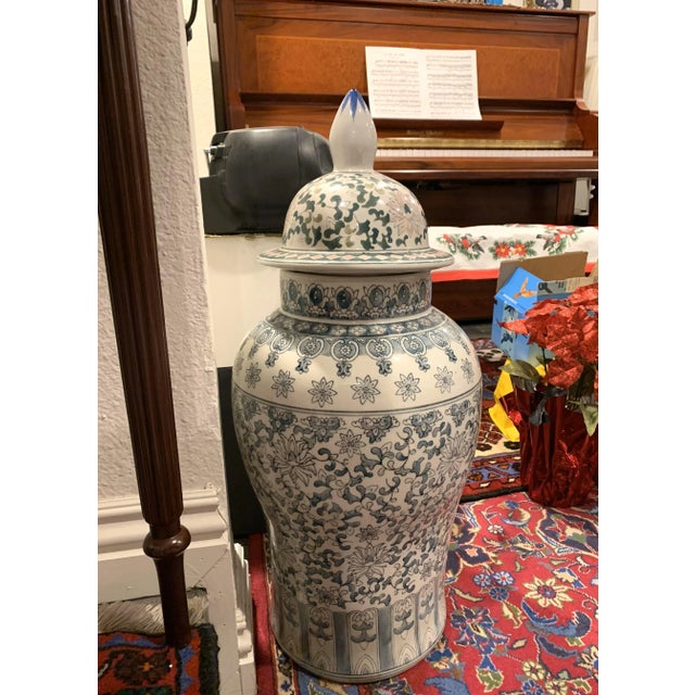 Mid-Century Modern Mid-Century Majestic 145 Lbs. Earthenware Chinese Urn For Sale - Image 3 of 4