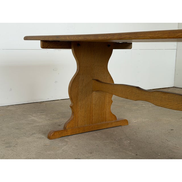 Wood Danish Oak Extension Trestle Dining Table in the manner of Henning Kjærnulf For Sale - Image 7 of 14