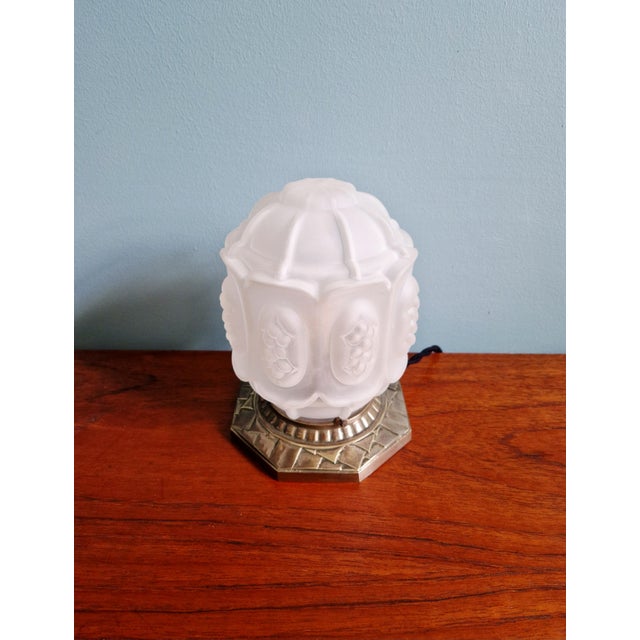 Art Deco Night Light in Nickel-Plated Bronze and Frosted Glass, 1920s For Sale - Image 9 of 18