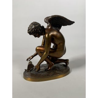 Antoine-Denis Chaudet (1763-1810) Cupid Playing with a Butterfly Bronze Empire 19th Century For Sale