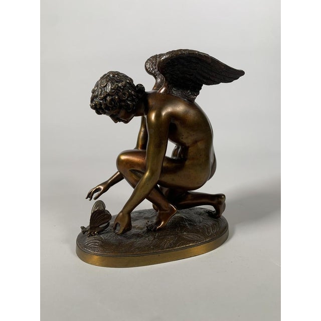 Antoine-Denis Chaudet (1763-1810) Cupid Playing with a Butterfly Bronze Empire 19th Century For Sale