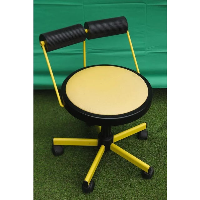 Black Bieffeplast Swivel Vintage Yellow Desk Chair, Italy, 1980 For Sale - Image 8 of 8