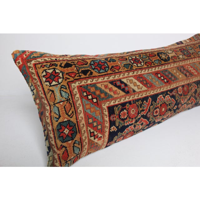 Antique Handwoven Tribal Throw Rug Pillow -16'' X 39'' For Sale - Image 4 of 11