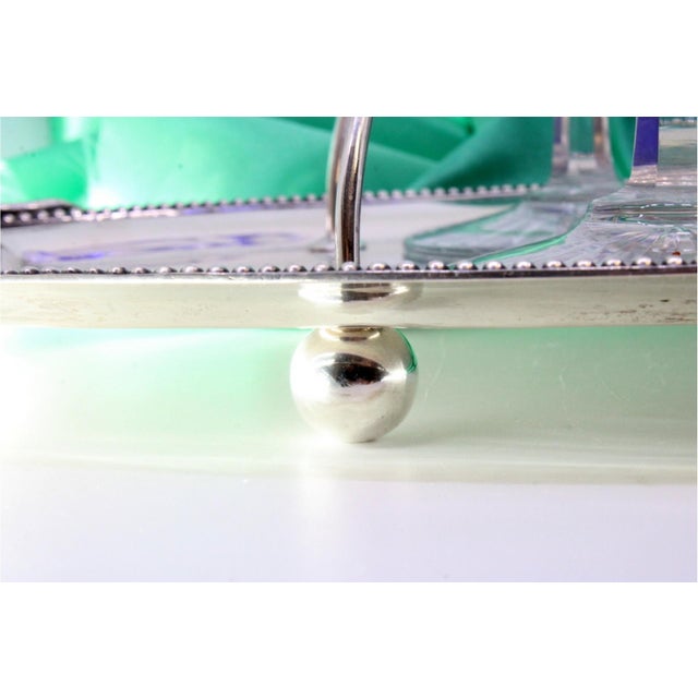 Acid Etched Glass Liqueur Decanter with Glasses and Tray, Set of 6 For Sale - Image 5 of 6