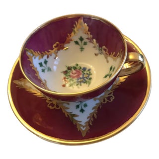Porcelain Cup and Saucer from Bavaria, 1950s, Set of 2 For Sale