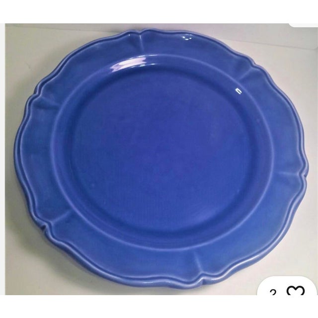 Ceramic Set of 2 Varages France 11” Luberon Cobalt Blue Faience Dinner Plates – Provençal French Country For Sale - Image 7 of 11