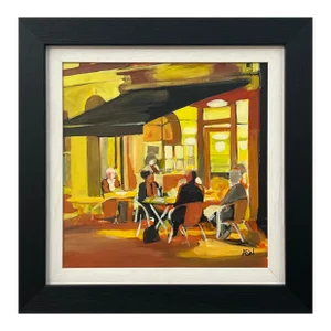 Angela Wakefield Painting Study of Al Fresco Spanish Tapas Bar Scene at Night by British Artist, 2012