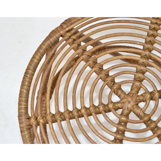 Organic Modern Sculptural 3Legged Stool Wrought Iron HandWoven Cane Bindings Chairish