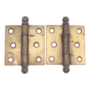 Pair of Vintage 2.5 X 2.5 In. Brass Plated Steel Cabinet Hinges