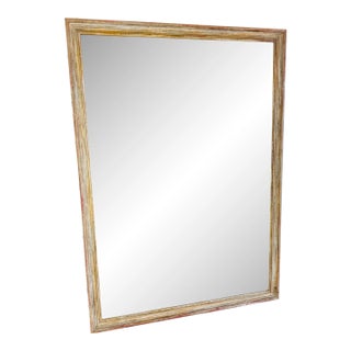 Vintage 1960s Wood Gold Washed Wall Mirror For Sale