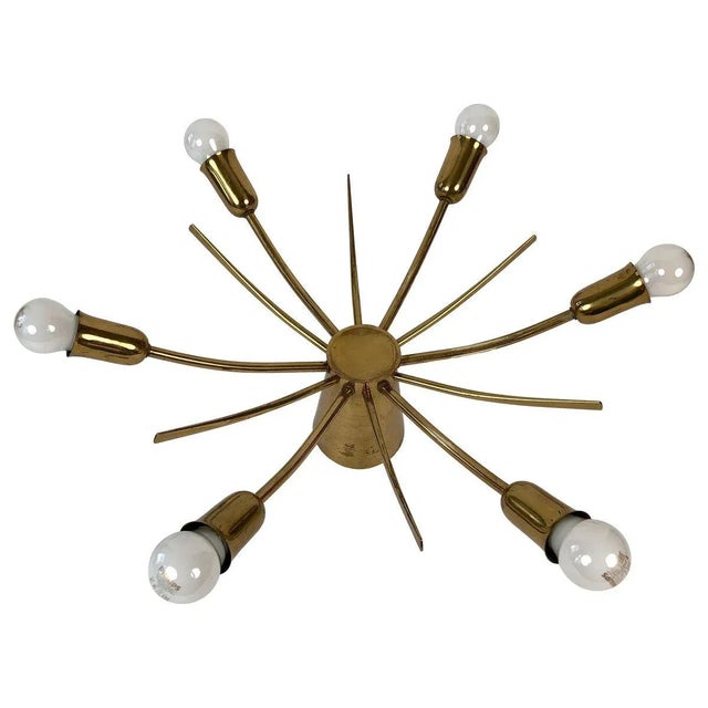 Mid-Century Sun Brass Ceiling Lamp, 1950s For Sale - Image 6 of 6