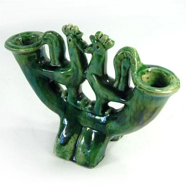 Vintage Folk Ceramic Candleholder, 1960s. For Sale - Image 3 of 11