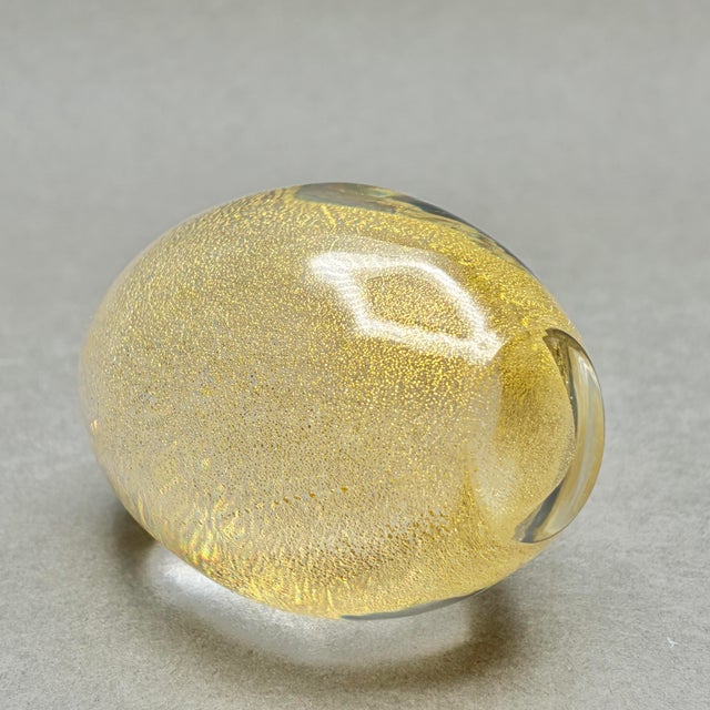 Glass Vintage Murano Italy Gold Aventurine Art Glass Paperweight For Sale - Image 7 of 9