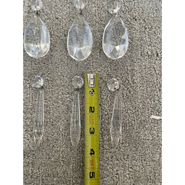42 Piece Vintage Clear Crystal Chandelier Prisms Faceted Teardrop Icicle Spears For Sale In Chicago - Image 6 of 11