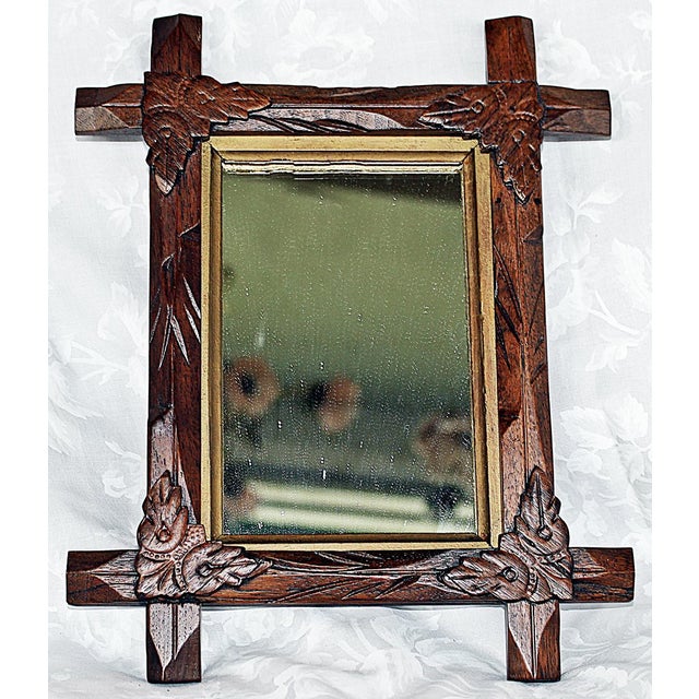 Antique Oak Wood Framed Mirror Chairish