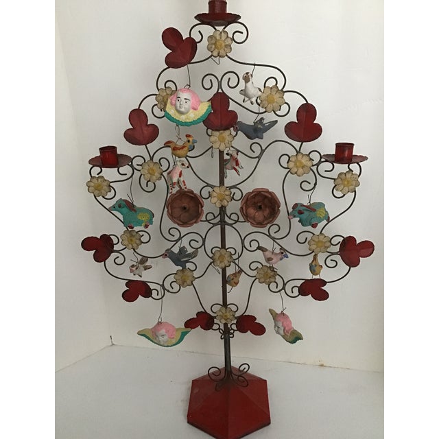 Metal Vintage Aurelio Flores Style Mexican Folk Art Tree of Life Sculpture For Sale - Image 7 of 13