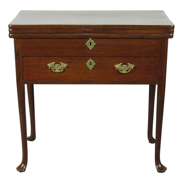 18th-C. Queen Ann Triple-Top Mahogany Game Table For Sale