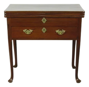 18th-C. Queen Ann Triple-Top Mahogany Game Table