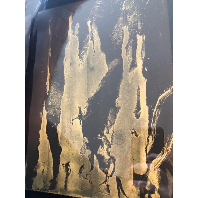 Moshe Gershuni, Triptych Israeli Modernist Abstract Gold Paint Prints Bezalel Artist Gershuni, 1994 For Sale In Miami - Image 6 of 7