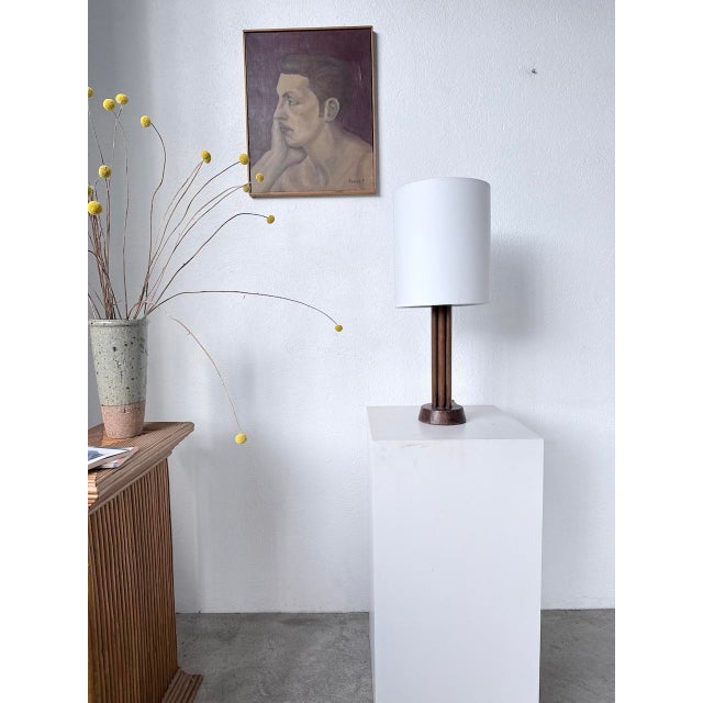 Wood Vintage Art Deco Oak Desk Lamp, 1940s For Sale - Image 7 of 18