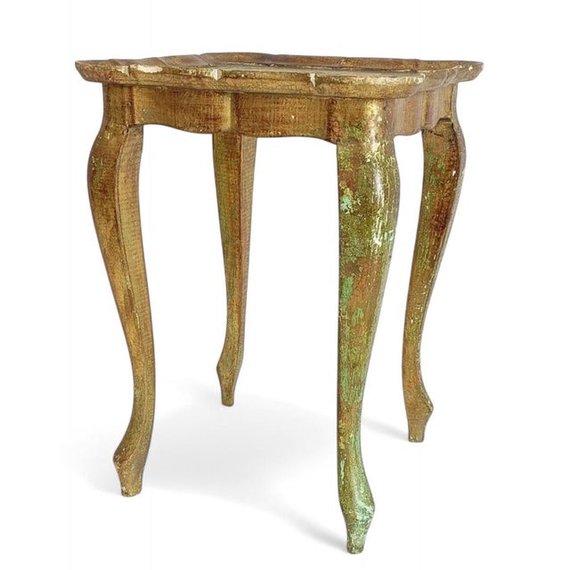 18th Century Florentine Rococo Revival Italian Gilt Accent Side Table, 1950s For Sale - Image 9 of 14
