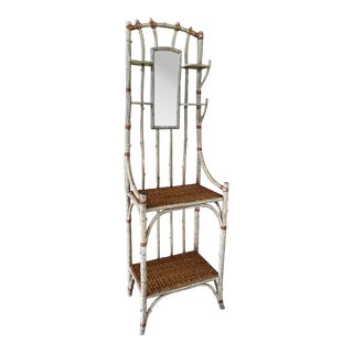 Palecek Farmhouse Coastal Faux Bamboo Wicker Hall Tree For Sale