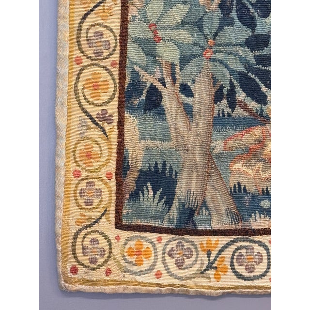 Blue 17th Century Flemish Hunting Scene Tapestry, in Excellent Condition For Sale - Image 8 of 8