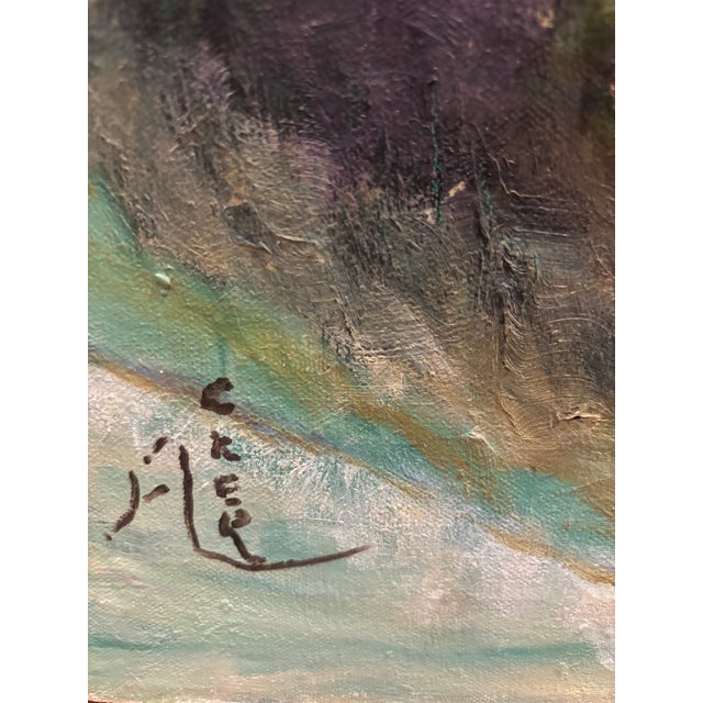 Textile 1960s Authentic MCM Impressionist Floral Still Life Oil Painting – Signed For Sale - Image 7 of 17