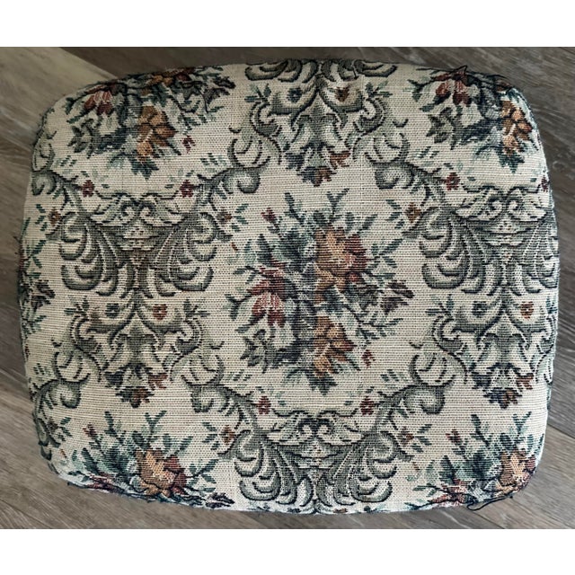 Vintage Early/Mid 20th Victorian Style Mahogany Wood and Upholstered Footstool For Sale - Image 9 of 10