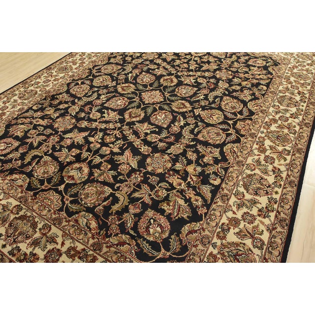 Farmhouse Agra Rug 9’2” X 12’1” Black Wool Traditional Hand-Knotted Oriental Carpet For Sale - Image 3 of 14